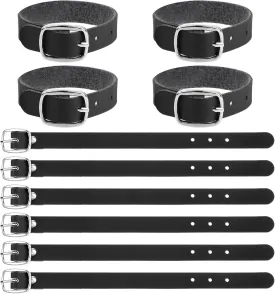 10 Pcs 8x1/2 Inch Leather Luggage Tag Straps, Cowhide Luggage Tag Loops Replacement Belts with Metal Buckle Genuine Leather Luggage Tag Loops Leather Name Strap Tag Holders for Card Pass Holder