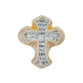 10K GOLD BAGUETTE DIAMOND CROSS RING 4.66 CT