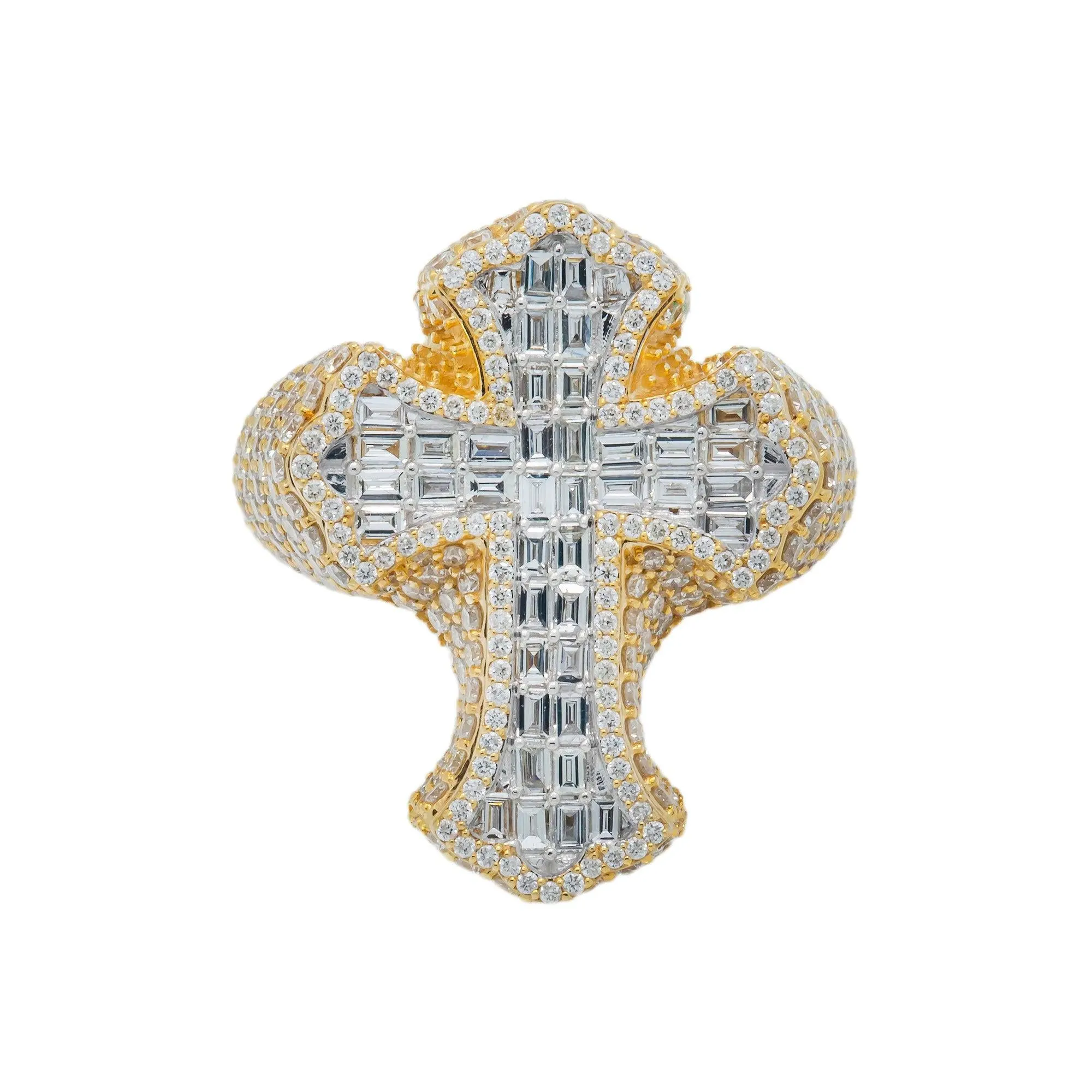 10K GOLD BAGUETTE DIAMOND CROSS RING 4.66 CT
