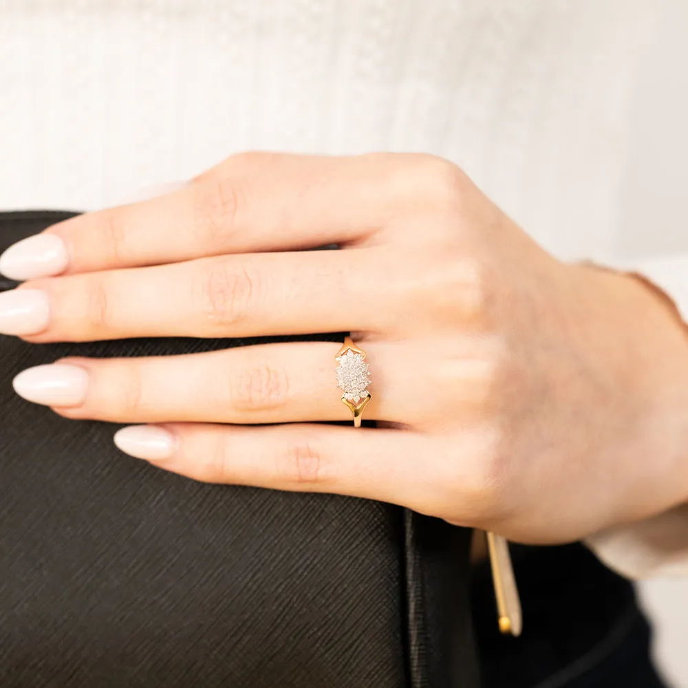 1/4 Carat Diamond Cluster Ring in 9ct Yellow Gold