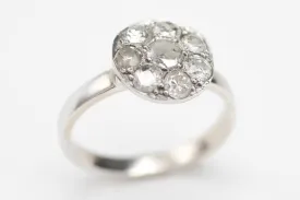 14 Carat White Gold Cluster Ring with 1/2 & Old Cut Diamonds