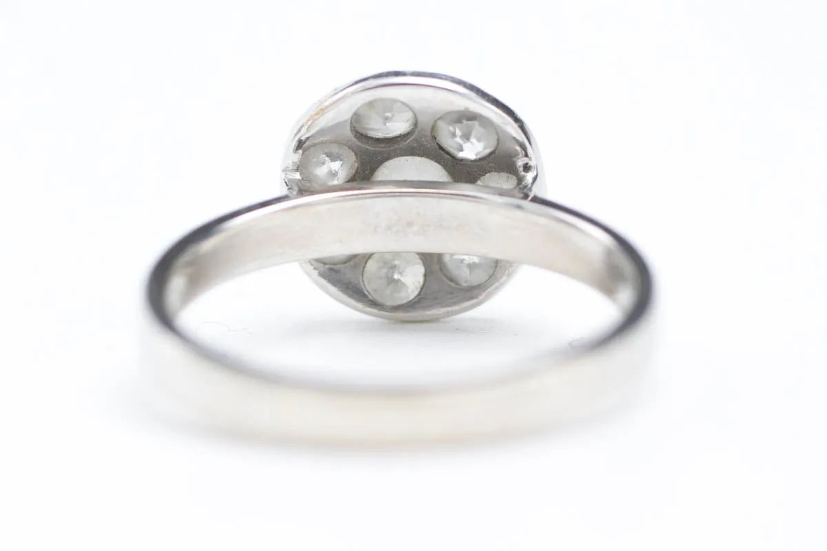 14 Carat White Gold Cluster Ring with 1/2 & Old Cut Diamonds
