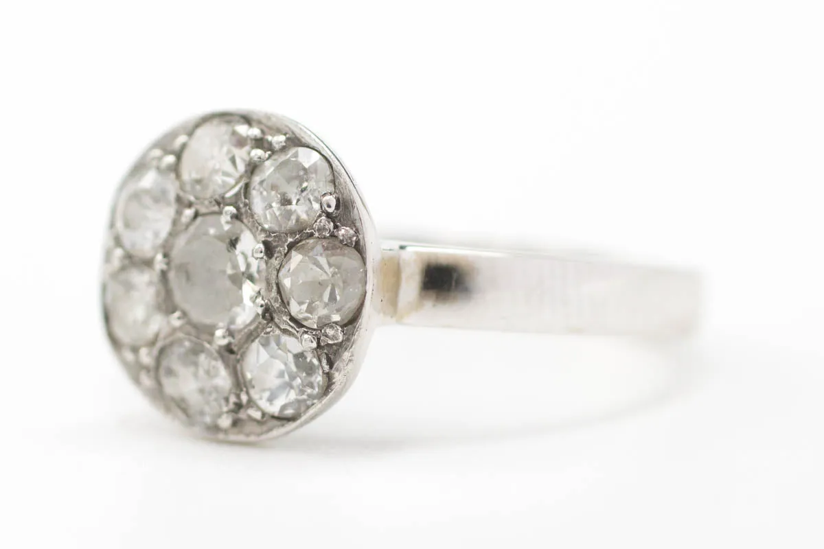 14 Carat White Gold Cluster Ring with 1/2 & Old Cut Diamonds