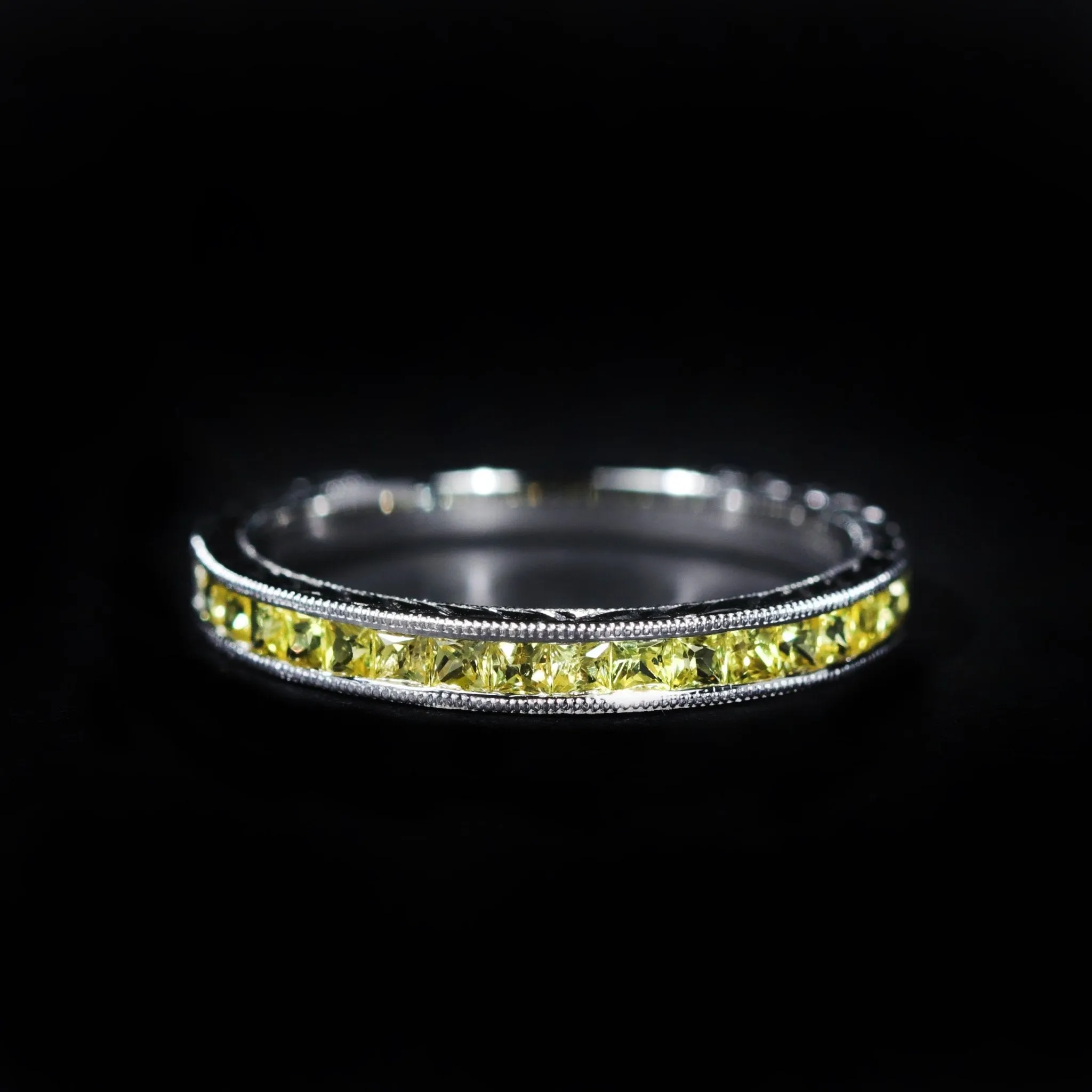 14K White Gold 0.65 CTW Yellow Sapphire Band