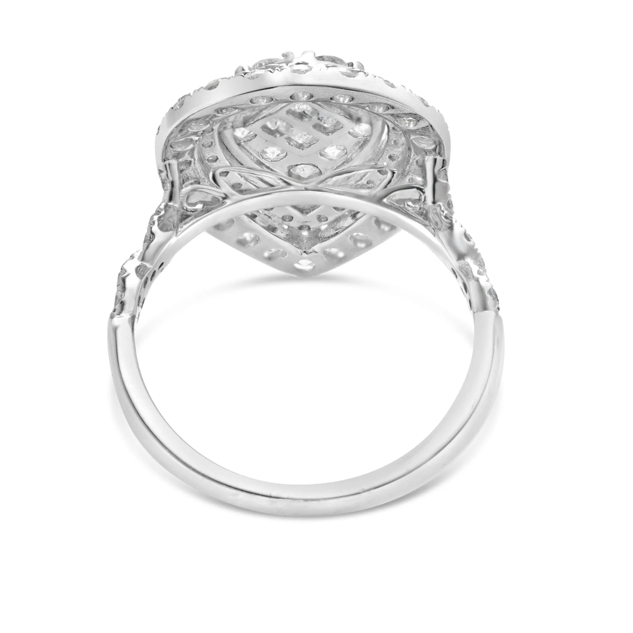 14K White Gold 2.0ct Pear Cluster Diamond Engagement Ring