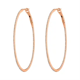14KT GOLD LARGE DIAMOND OVAL HOOP EARRING