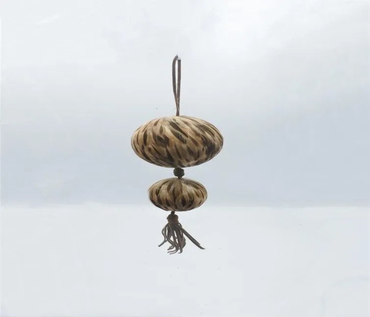 14" Natural Feather Ball Ornament