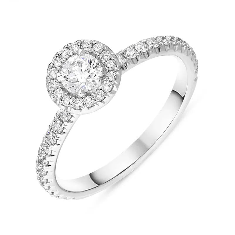 18ct White Gold Diamond Round Brilliant Cut Shoulder Set Cluster Ring