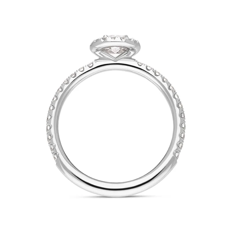 18ct White Gold Diamond Round Brilliant Cut Shoulder Set Cluster Ring