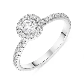 18ct White Gold Diamond Round Brilliant Cut Shoulder Set Cluster Ring