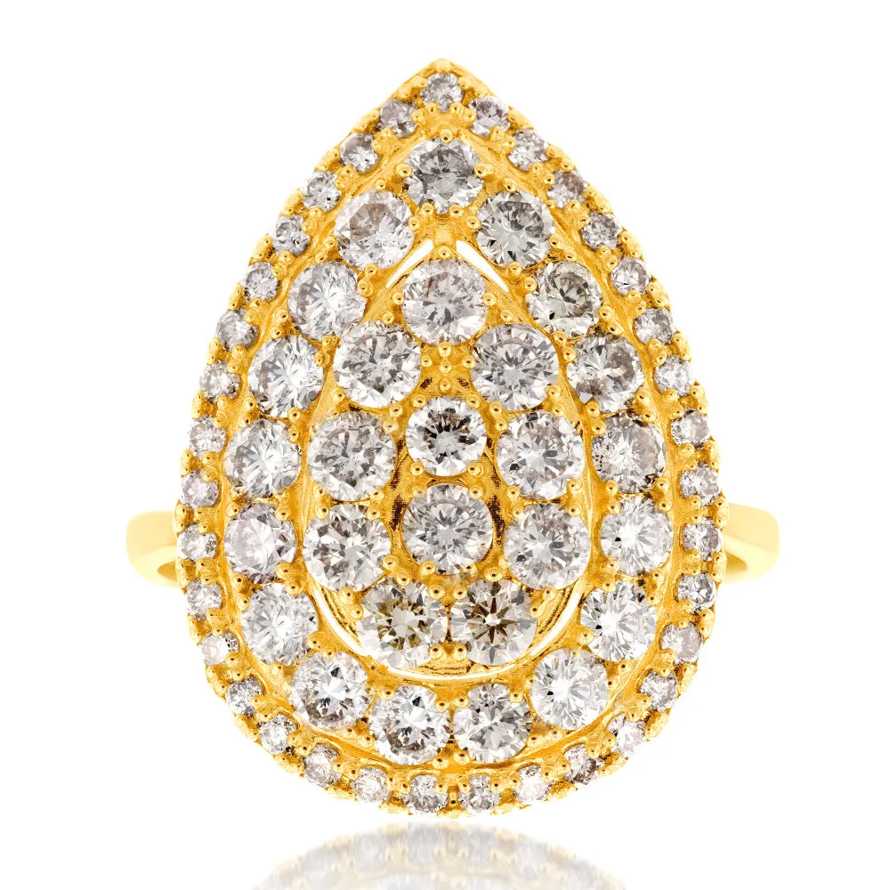 18ct Yellow Gold 2 Carat Diamond Pear Shape Cluster Ring