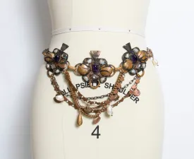 1980s Belt Handmade Embellished Chain Dangle Tiered