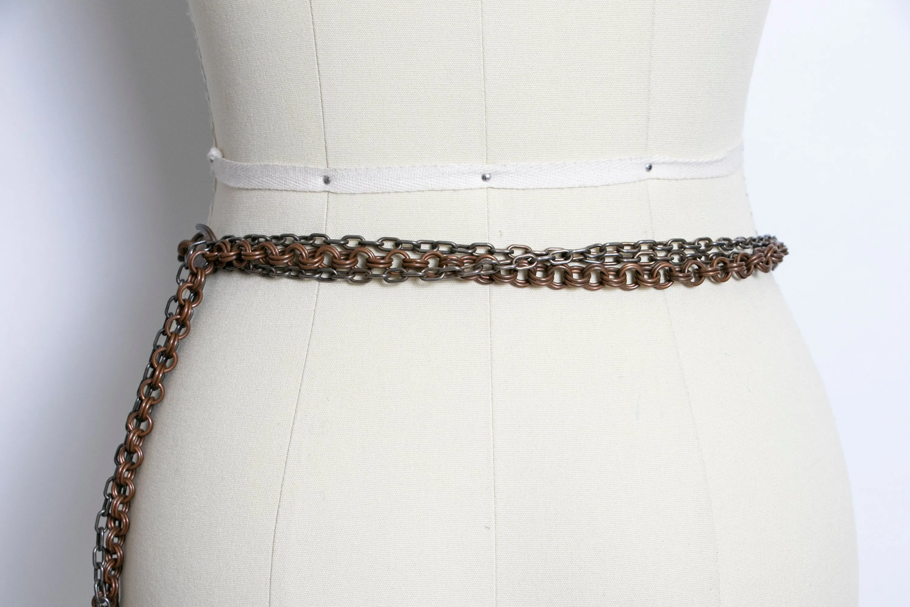 1980s Belt Handmade Embellished Chain Dangle Tiered