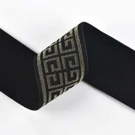 2 inch 50mm Clouds G Shiny Gold Glitter black elastic band- 1 yard