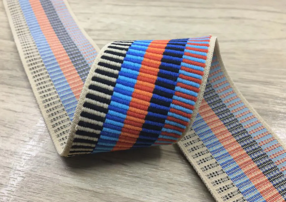 2 inch (50mm) Wide Colorful Striped Jacquard Soft Elastic Bands,Waistband Elastic,Sewing Elastic
