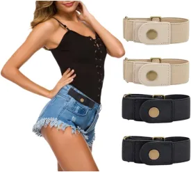 2 Pairs No Buckle Invisible Elastic Stretch Waist Belt for Men/Women, Jeans Loops Belt for Pants