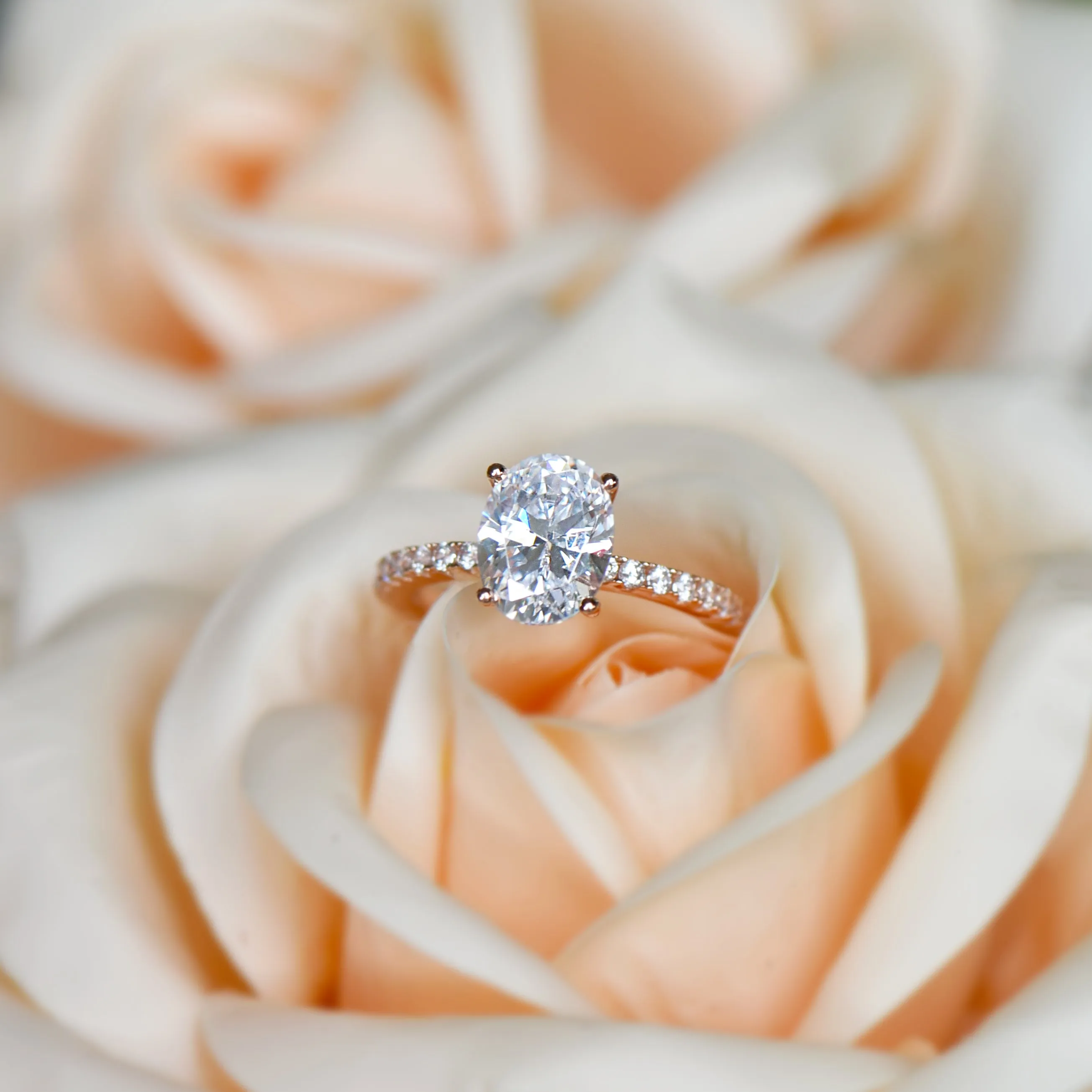 2.25 ctw Oval Accented Ring - 10k Solid Rose Gold