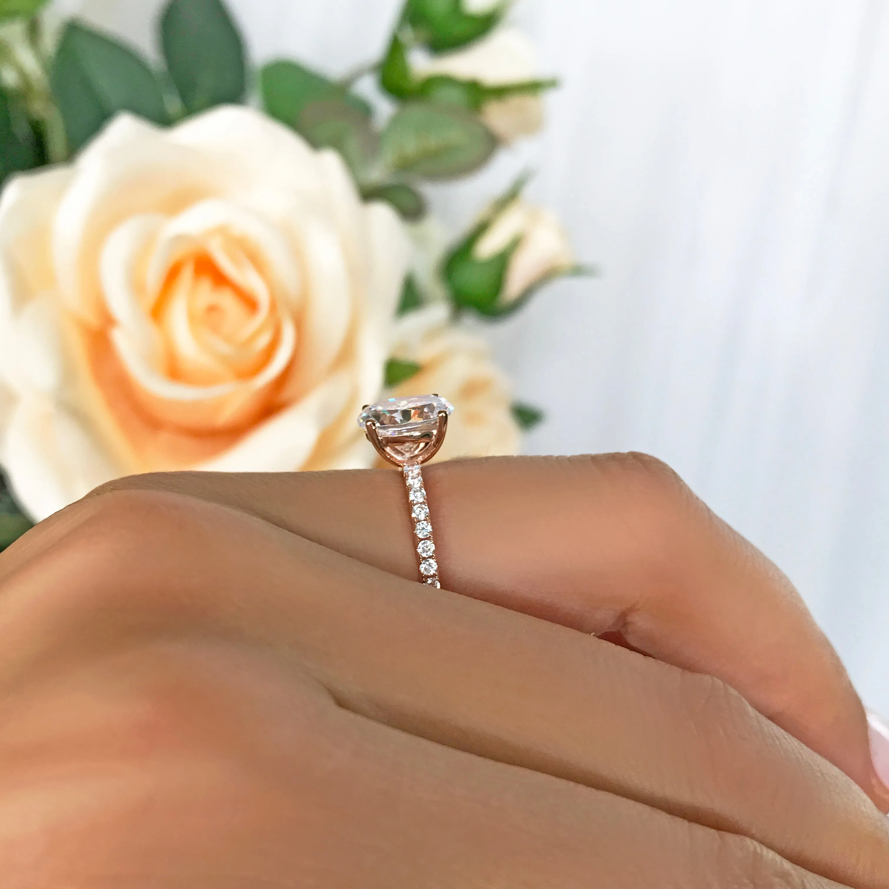 2.25 ctw Oval Accented Ring - 10k Solid Rose Gold