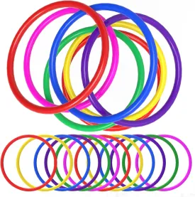 24 PCS Plastic Toss Rings,Ring Toss Game for Kids,Outdoor Toss Rings for Speed and Agility Practice Training Games,Multicolor Training Rings Carnival Rings Garden Backyard Outdoor Games (5 inch)