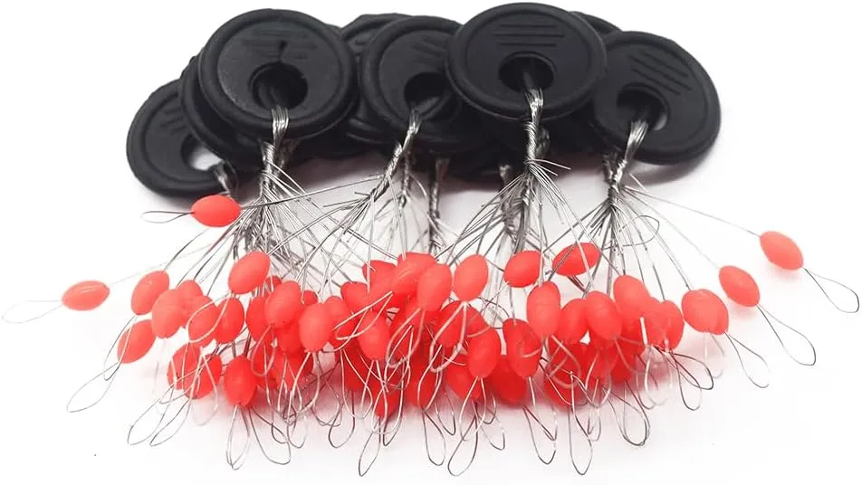 6 in 1 Fishing Bobber Stopper,Soft Silicone Float Sinker Stops,100Pcs Cylinder,Oval Float Stop Stoppers