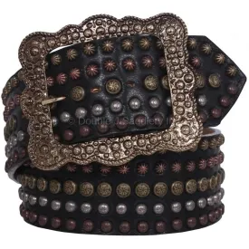 B728 - Black Studded Belt