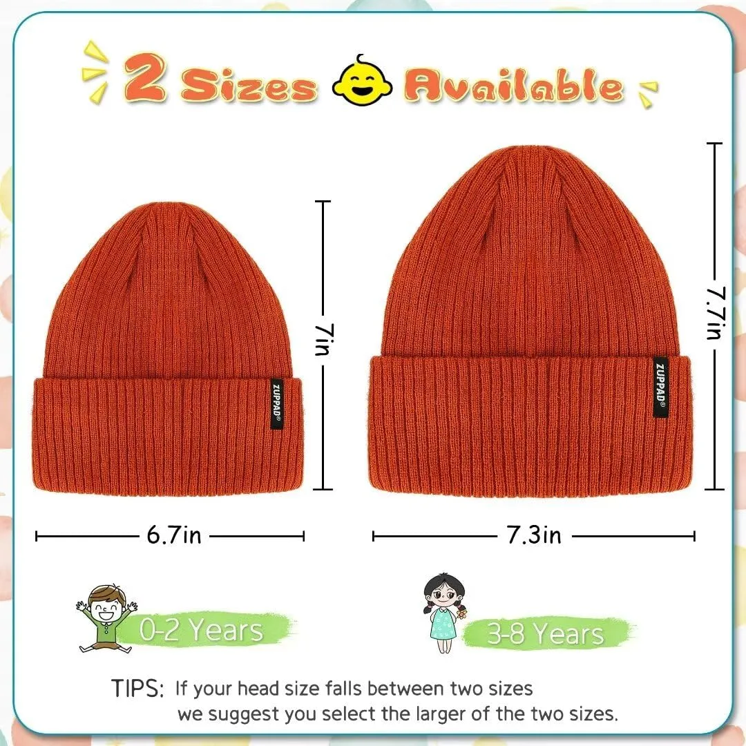 Baby Beanie Hat 3 Packs Toddler Girls Boys, Baby Hats Winter Warm Knitted Thermal with Fleece Lining, Kids Winter Hat