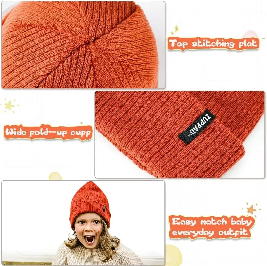 Baby Beanie Hat 3 Packs Toddler Girls Boys, Baby Hats Winter Warm Knitted Thermal with Fleece Lining, Kids Winter Hat