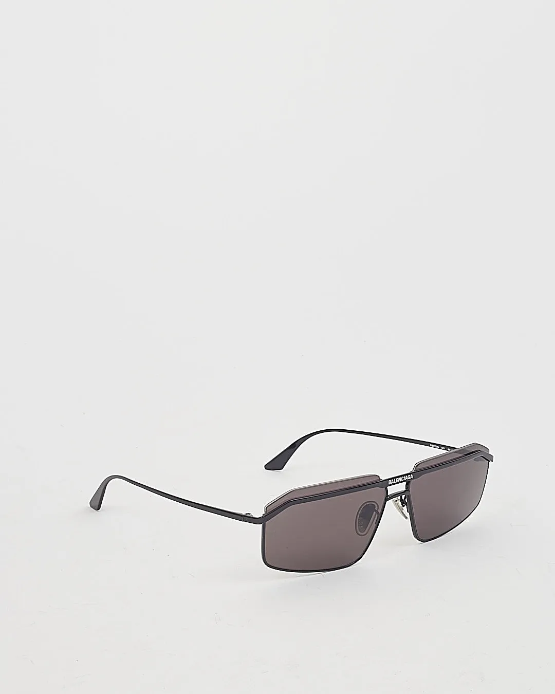 Balenciaga Black BB0139S Rectangular Metal Frame Sunglasses