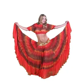 Belly Dance Orange Patterned Skirt, Top, & Belt Costume Set | NIGELLA SONG
