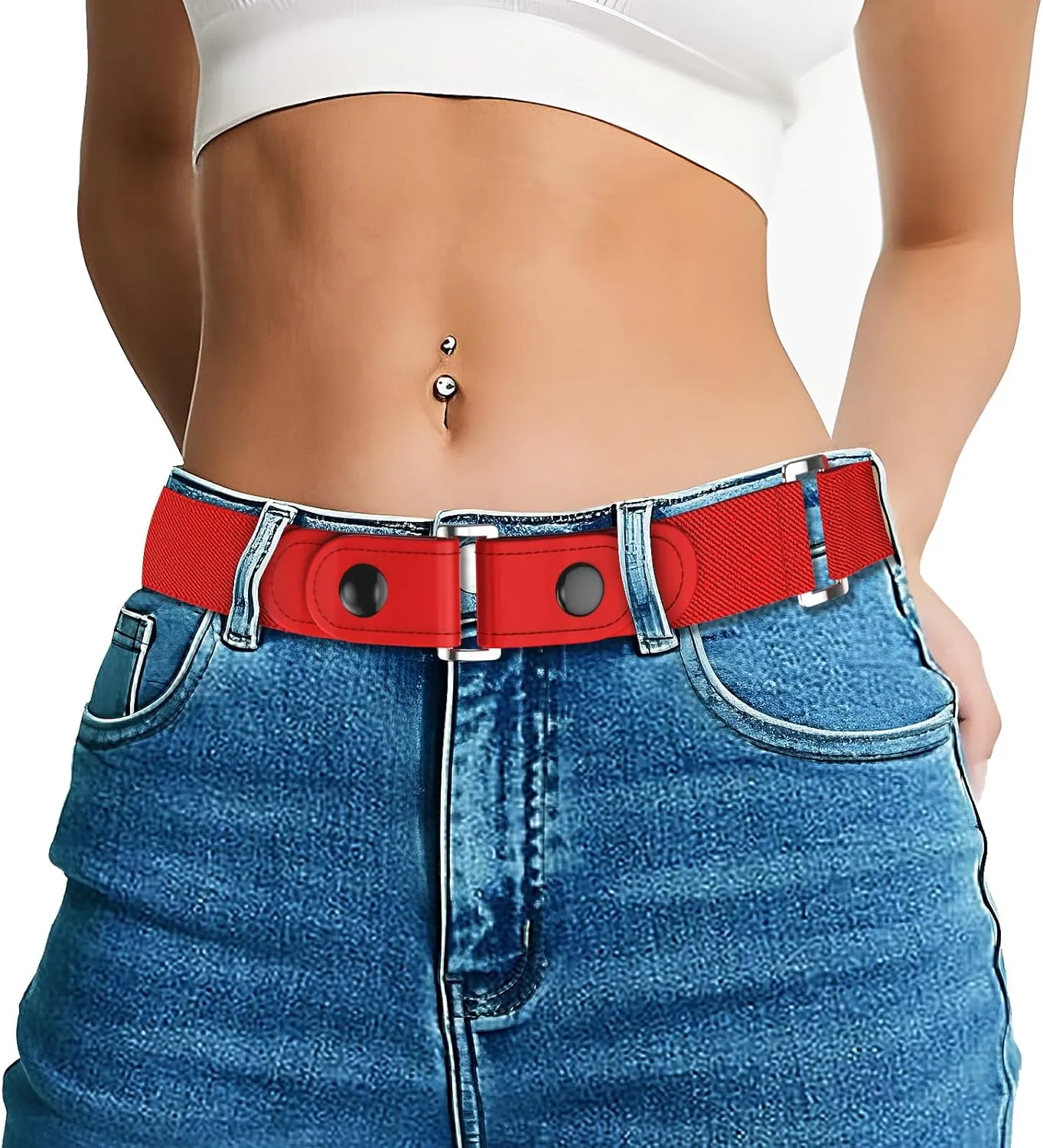 Belts for Women/Men No Buckle Elastic Belt Invisible Buckle Free Stretch Waist Belt for Jean Pants Dresses