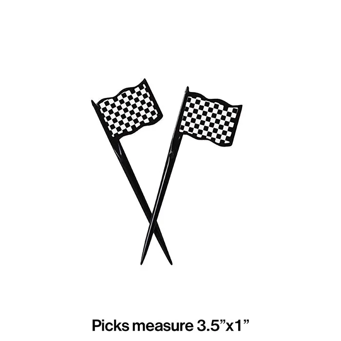 Black & White Check Picks (12/Pkg)