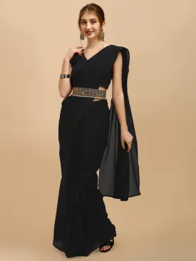 Black Belted Organza Saree