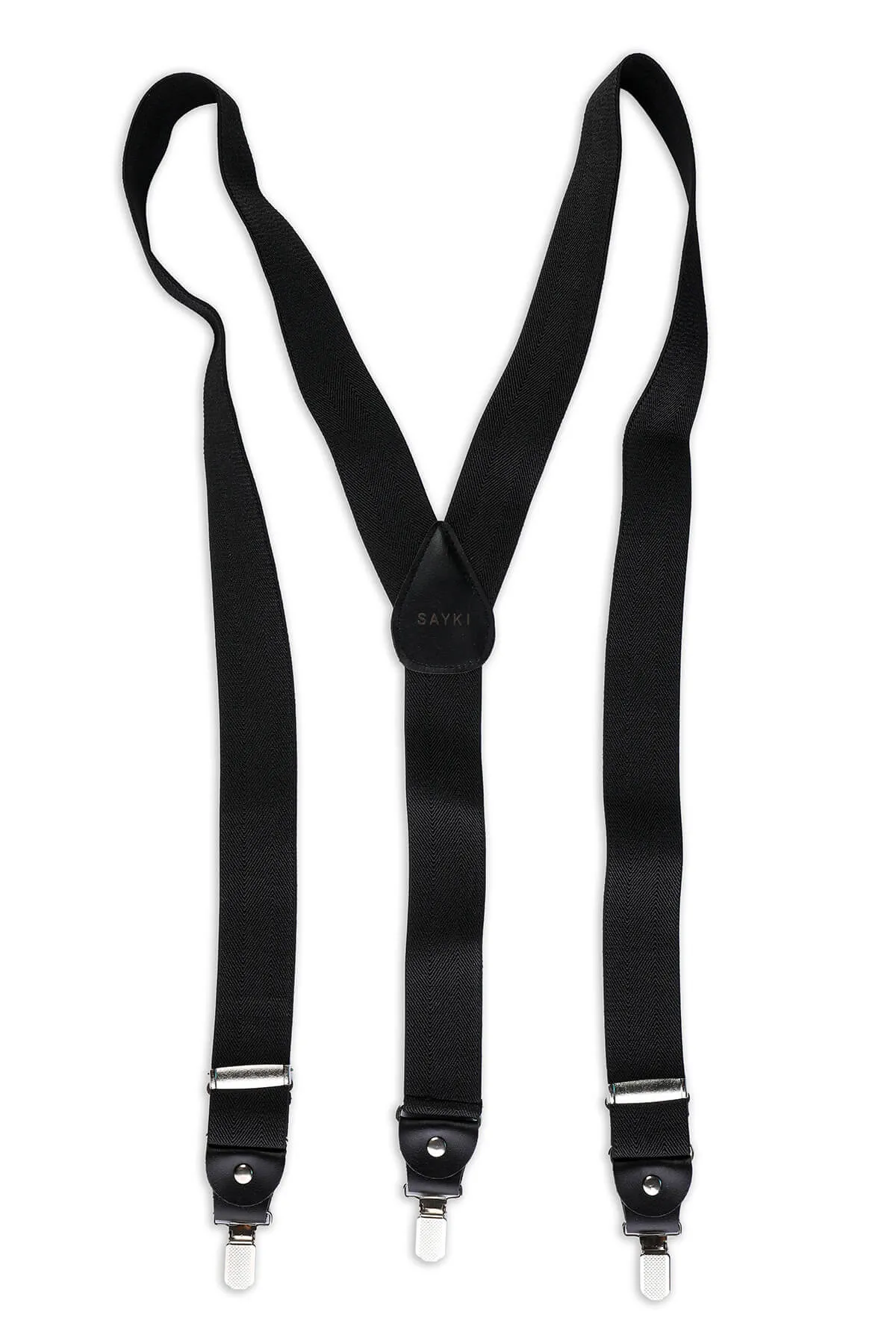 Black Diagonal Patterned Elastic Suspenders