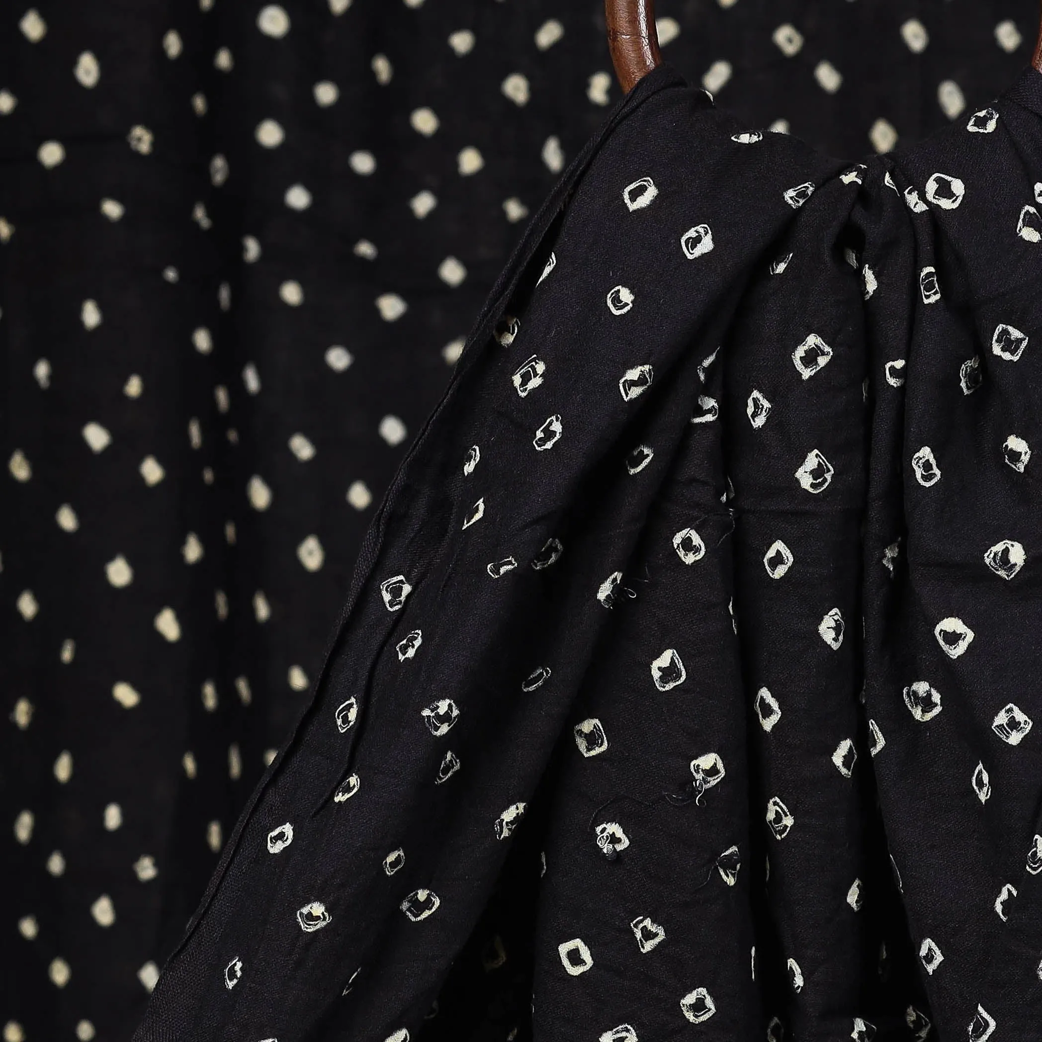 Black - Kutch Tie-Dye Mul Cotton Bandhani Fabric 08