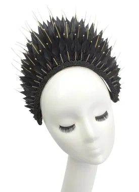 Black Swan - Black and Gold Feathered Crown