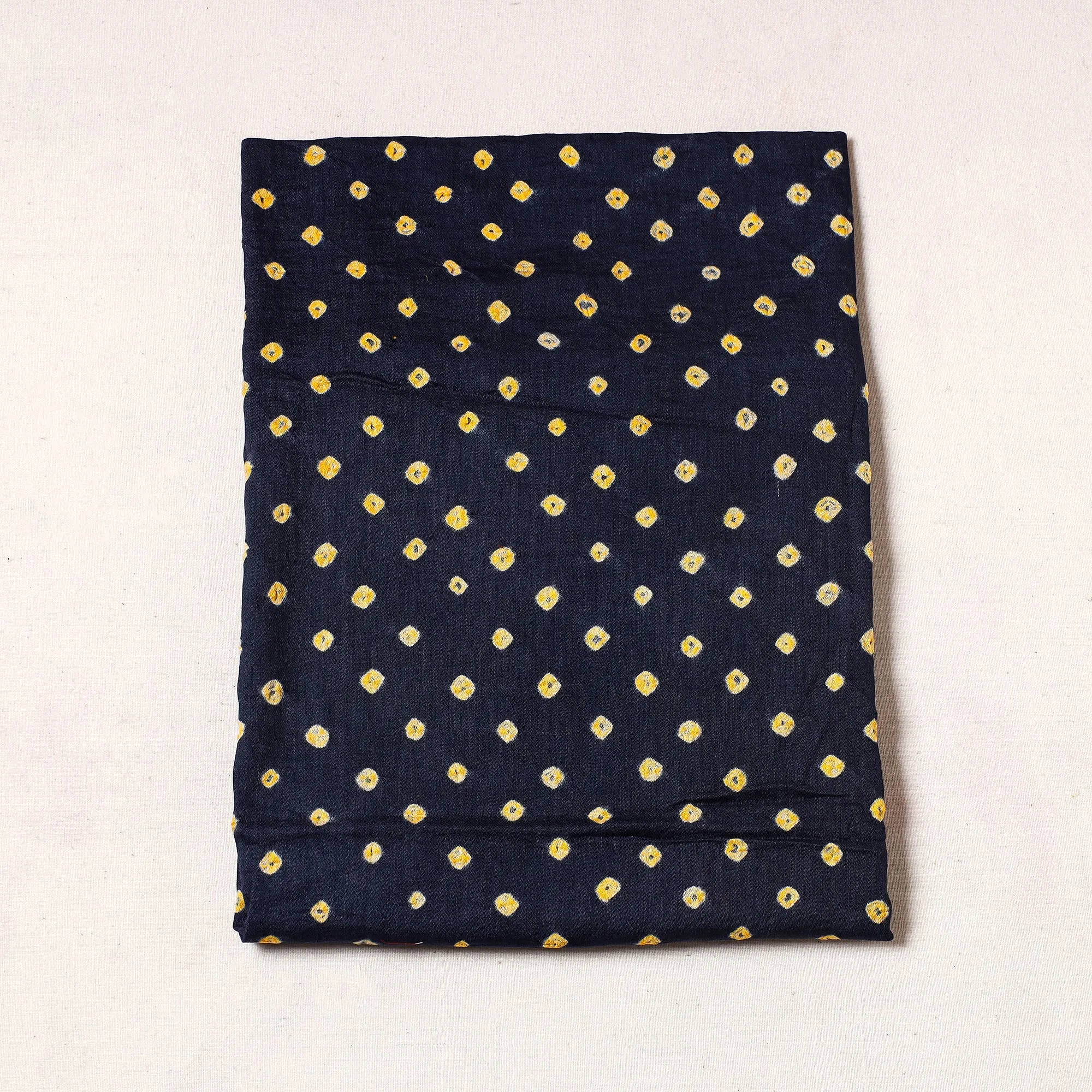 Blue - Kutch Bandhani Tie-Dye Satin Cotton Precut Fabric (1.3 Meter)