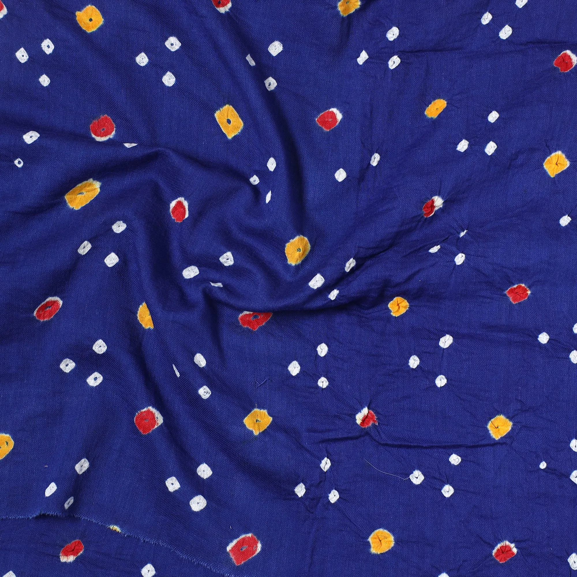 Blue - Kutch Bandhani Tie-Dye Satin Cotton Precut Fabric (1.9 meter) 37
