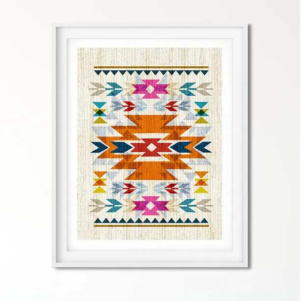 Bright, Navajo Inspired Pattern Art Poster Print