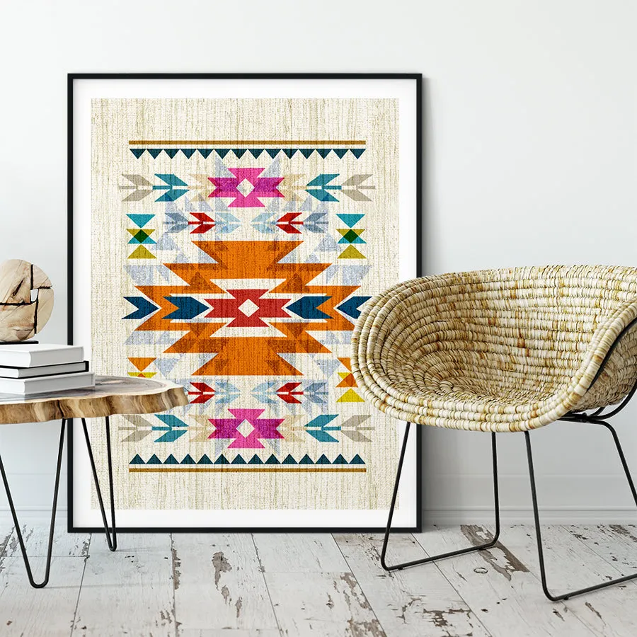 Bright, Navajo Inspired Pattern Art Poster Print