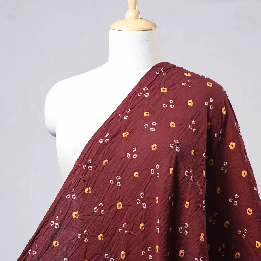 Brown - Burnt Umber Kutch Bandhani Tie-Dye Soft Cotton Fabric