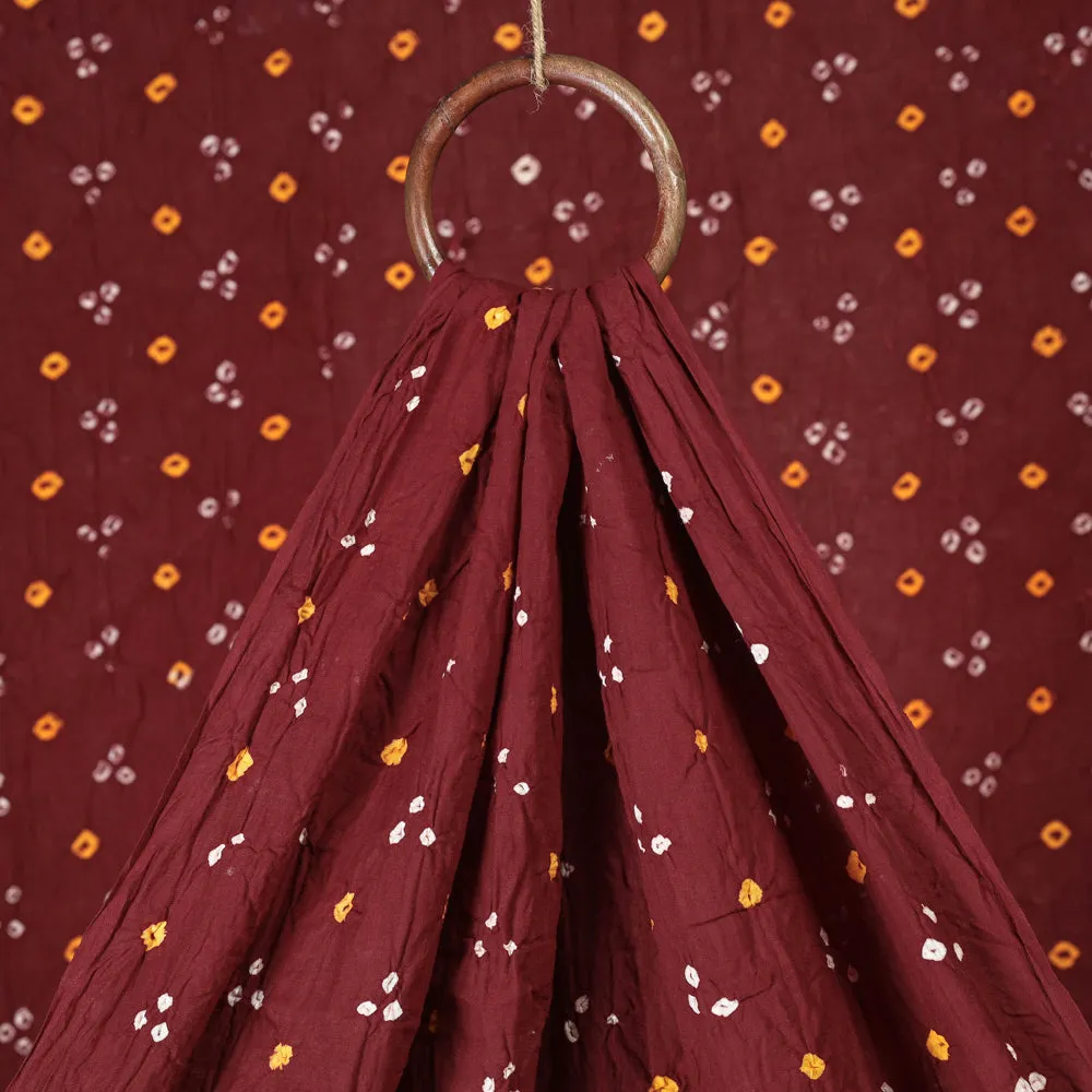 Brown - Burnt Umber Kutch Bandhani Tie-Dye Soft Cotton Fabric