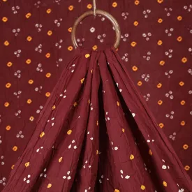 Brown - Burnt Umber Kutch Bandhani Tie-Dye Soft Cotton Fabric