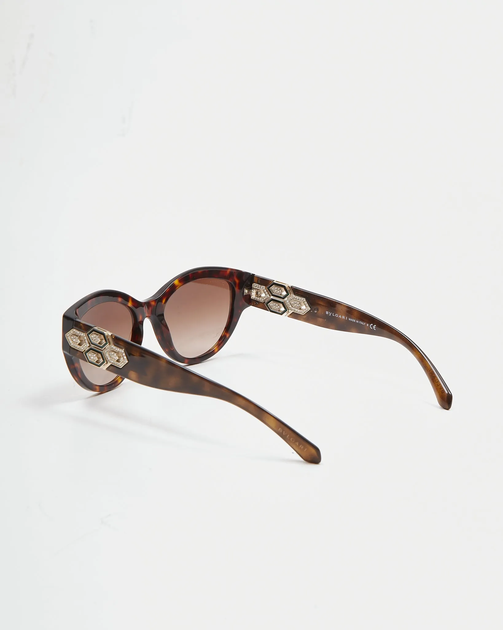 Bvlgari Dark Havana 8221-B Jewel Cat Eye Sunglasses