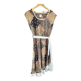C&A Black And Rust patterned Sleeveless Dress UK Size 10