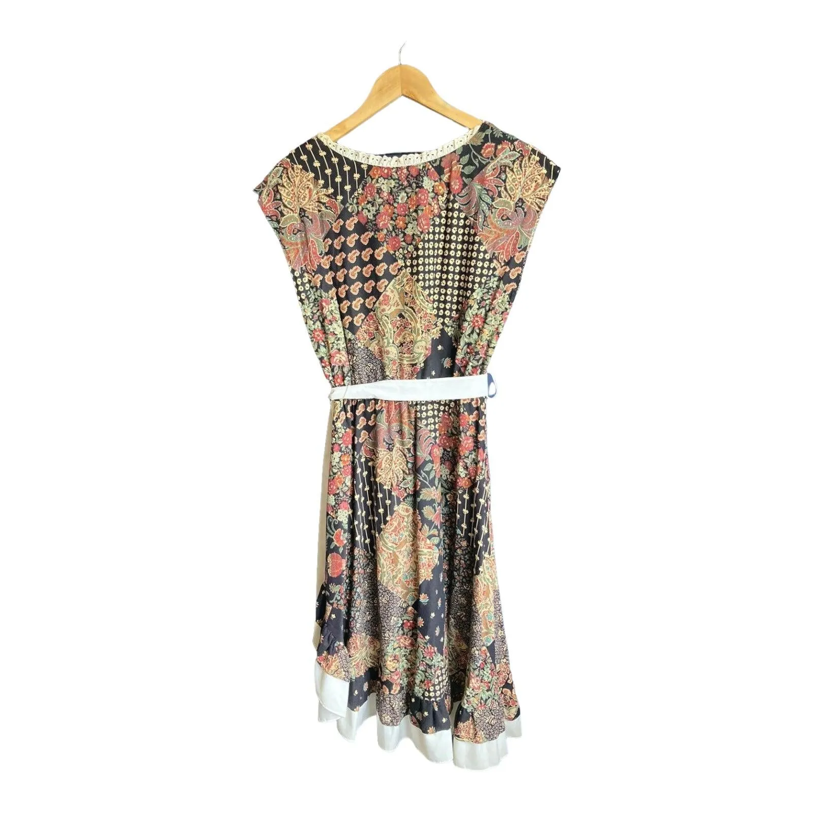 C&A Black And Rust patterned Sleeveless Dress UK Size 10