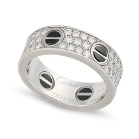 Cartier White Gold Full Diamond Set Ceramic Love Ring