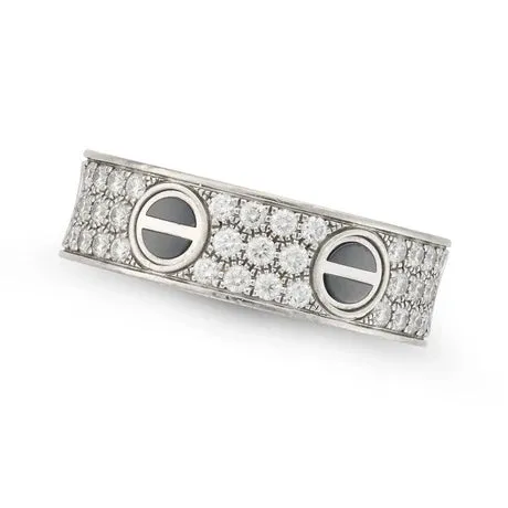 Cartier White Gold Full Diamond Set Ceramic Love Ring