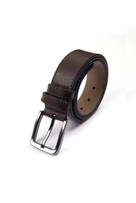 Casual Textured Brown 100% Leather Belt