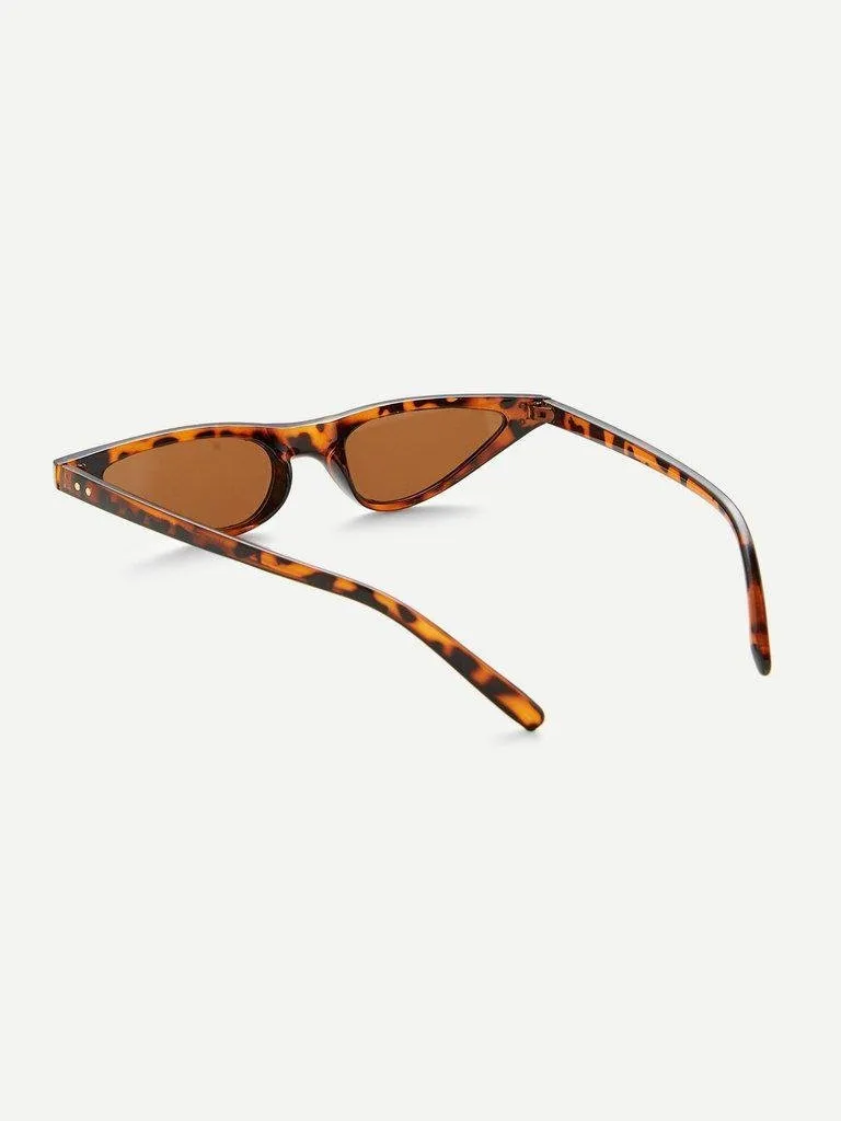 Cat Eye Flat Lens Sunglasses
