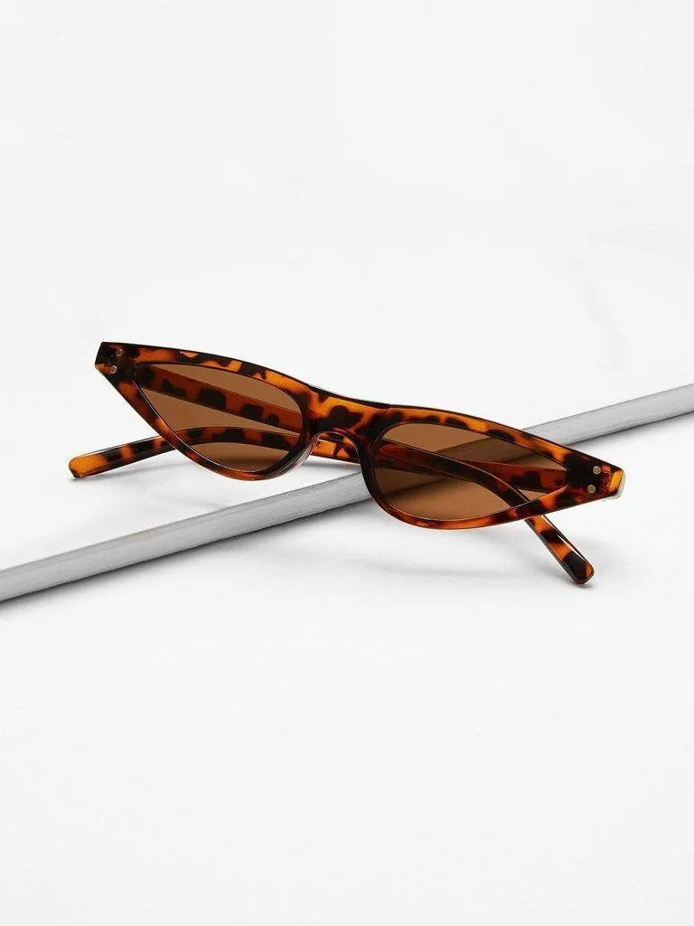 Cat Eye Flat Lens Sunglasses
